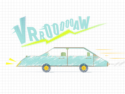 Speeding in the '80s 80s art branding car drawing editorial flat hand art illustration minimal retro scribbble simple speed stroke vector vintage vintage car web website