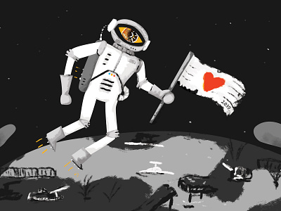 "Discovering Earth", Craft Beer Art Label abstract art alien animation art direction artist astronaut design digital art editorial art editorial design equality illustration love peace planet planet earth posters publication war world peace