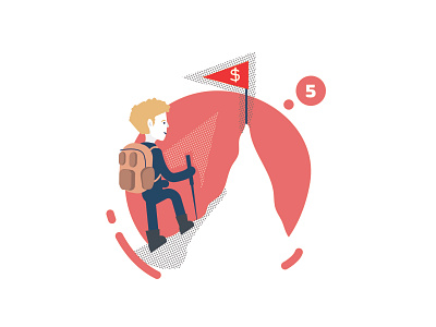 Step 5, Financial Discipline Begins With Small Steps animation app branding business character design growth icons illustration illustrator infographic minimal montain start up step by step ui ux vector web website