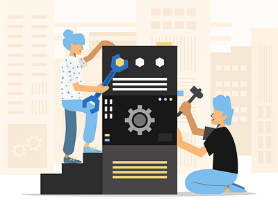 Working Together, Vector Illustration