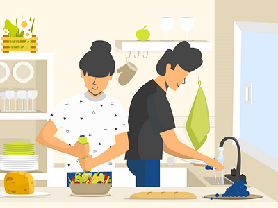 Kitchen Love - Shape Library animation app branding bread character cooking couple creative design food icons kitchen minimal motion people salad ui ux vector website