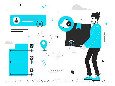 Your Package is on it's Way - Shape Library Illustration animation app branding delivery design doodle icons illustration illustrator line location map minimal package pin simple ui ux vector website