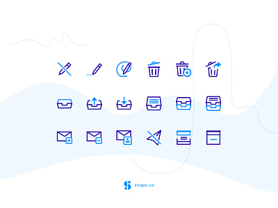 Simple Icons: 2 colors adobe xd app branding clean design figma files icon set icons illustration interface mail minimal pen sketch trash ui ux vector website