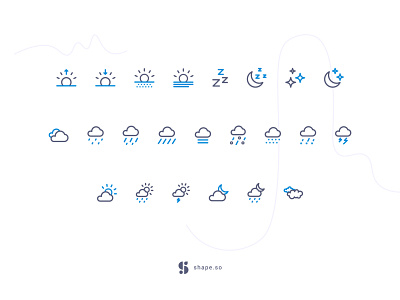 Weather Icons app branding clouds design icon set icons iconset illustration line minimal mockup simple ui ux weather weather app weather icons web web design website