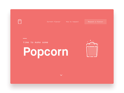 Time to make some popcorn! cards icon illustration one page peach popcorn red website