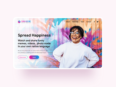 Viralmeme Landing Page branding design studio hapiness happy happy hour landing page meme memes minimal photography ui ui design ux viral website design