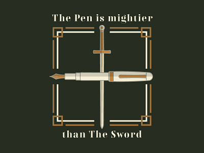 The Pen is mightier than The Sword adobe illustrator badge graphic design logo pen sword vector