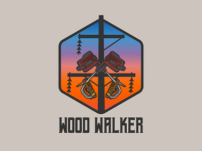 Wood Walker adobe illustrator badge climbing gradient graphic design gray outdoor vector