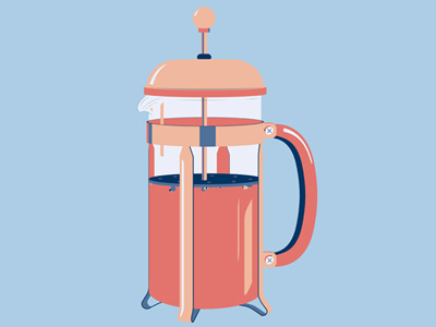 French Press coffee editorial french press graphic illustration illustrator limited color palette technical
