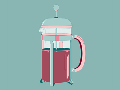French Press Option 2 coffee conceptual drawing french press illustration limited color palette vector