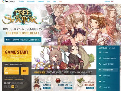 Tree of Savior - MMORPG website design game mmorpg online rpg showcase treeofsavior videogames webdesign website