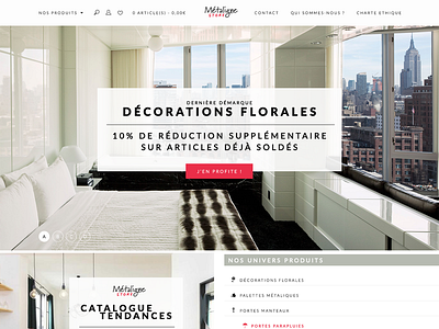 Métaligne Store - Ecommerce website toward steel deco. colors decoration design flowers modern pop showcase steel trendy ui design ux design webdesign website