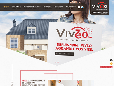 Viveo - A roof reconstruction service's website design freelance design landing page showcase ui design ux design webdesign website