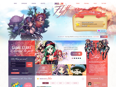 MoonFlyff - A private game server's website (A) design freelance design landing page rpg showcase ui design ux design videogames webdesign website