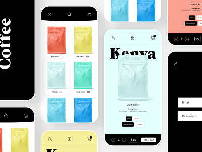 Coffee ordering app app design branding coffee concept minimal mobile mobile app typography ui uix ux