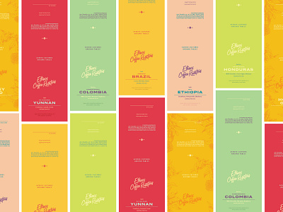 Ethnos Coffee Labels branding minimal packaging typography