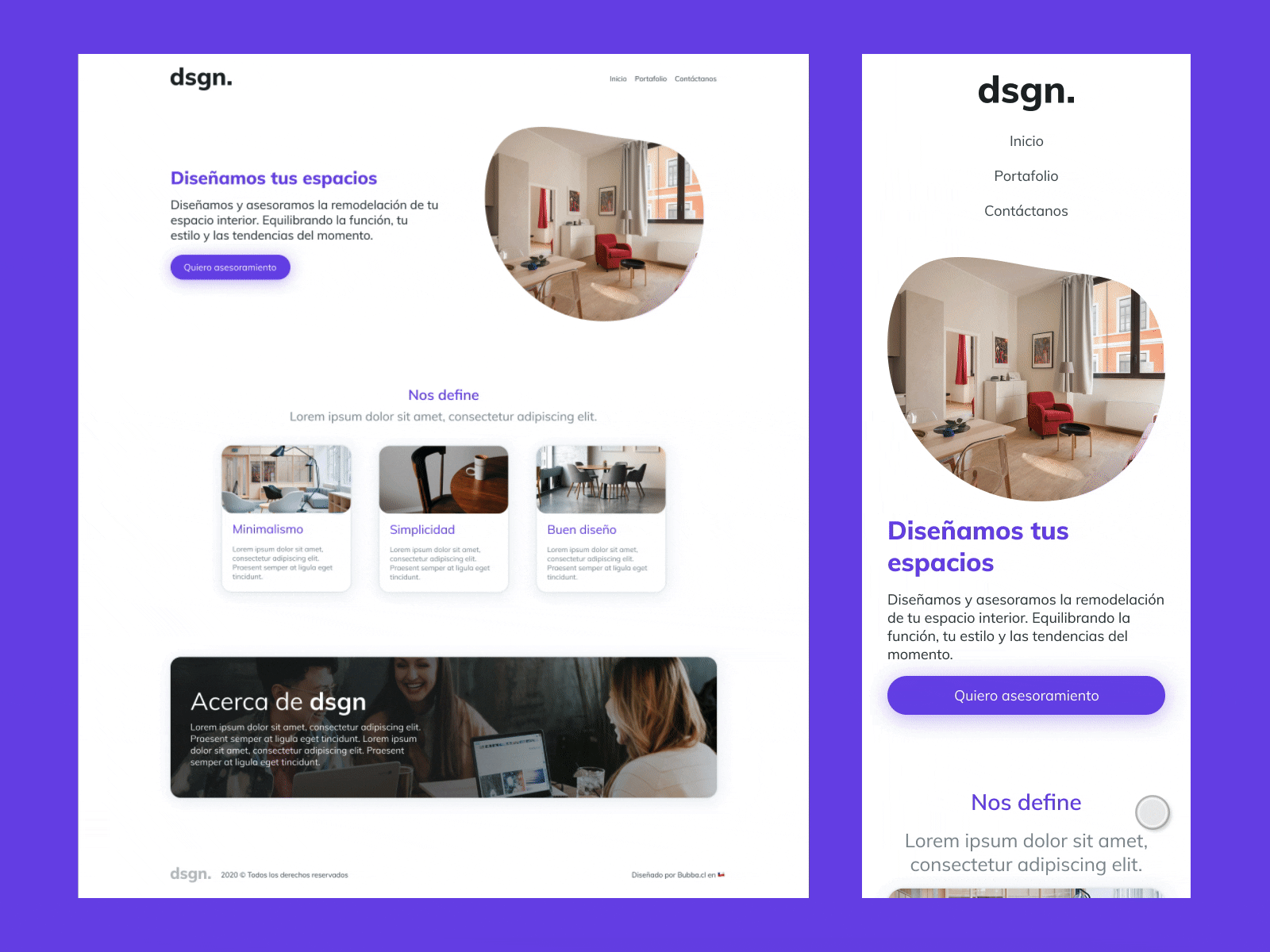 Interior Design demo landing page agency course demo design interior interior design landing landing page minimalist ui vector