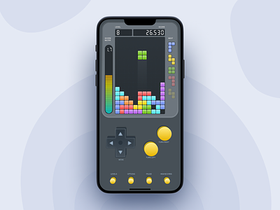 Go Go Go Tetris! app dark flat game game design game ui gameboy iphone match3 mobile tetris ui ux