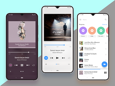 Music Player app app apps application blue clean clear design interface light mobile music player playlist purple screen ui ux white