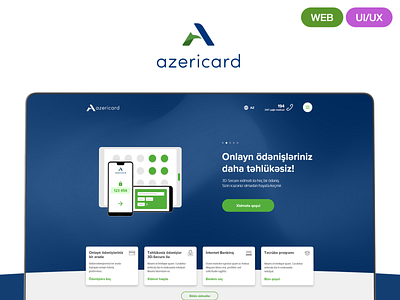 AzeriCard LLC website redesign azerbaijan azericard banking blue minimal modern ui ux web web design