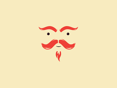 Walter face logo moustache orange