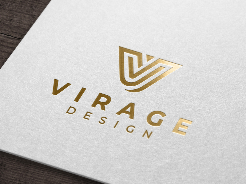Gold foill stamping logo mockup on white card by Smart Works on ...