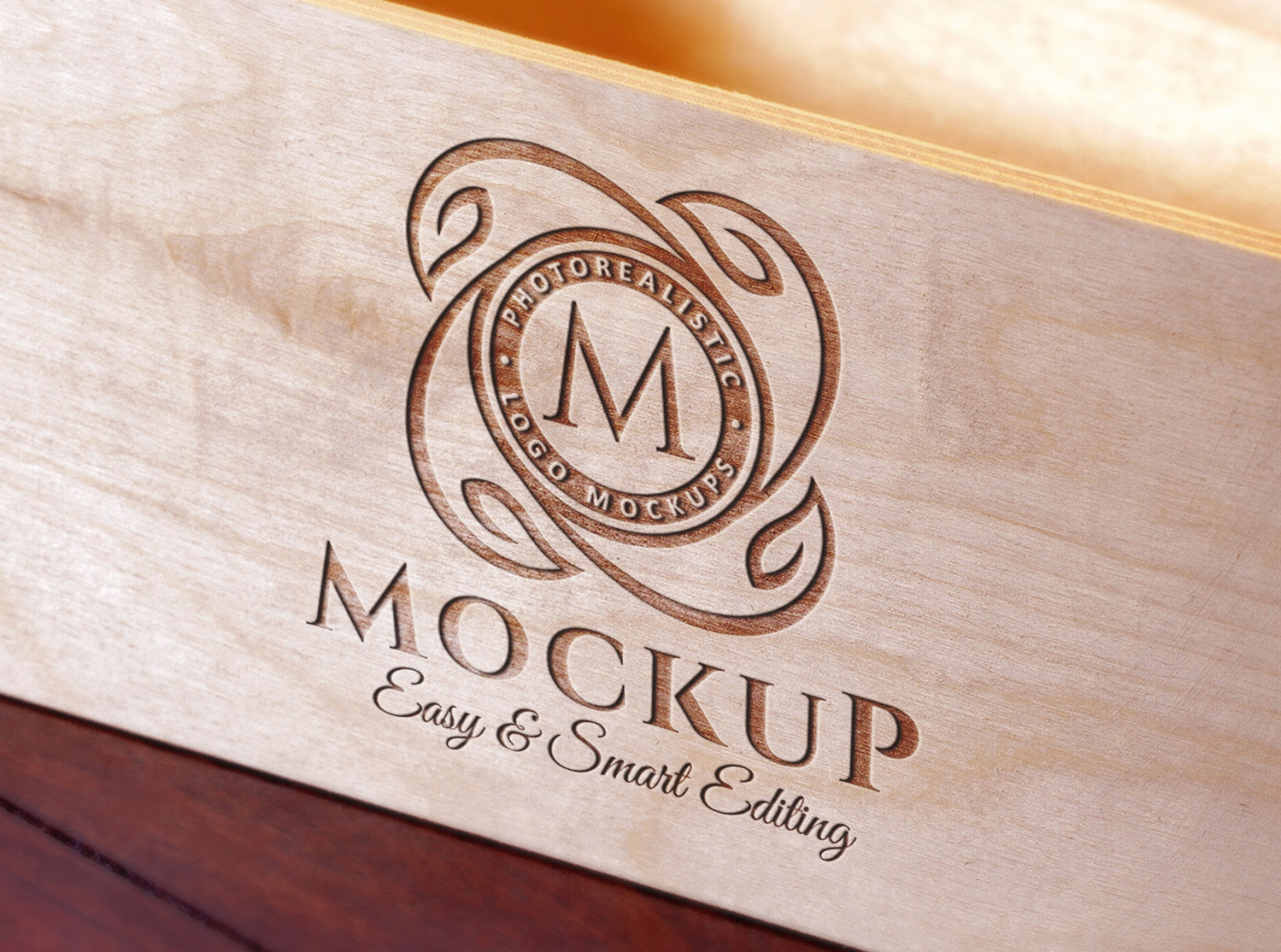 Logo Mockup - Laser cutting engraved logo on wood By Smart Works
