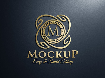 3D Golden Sign Logo Mockup