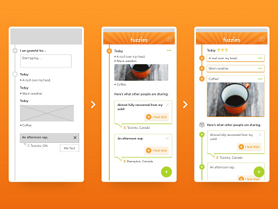 Gratitude Journal Activity Feed Evolution app design interface ios iterations mobile mobile app design screen ui ux