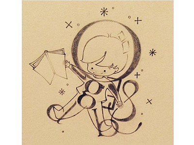 Space Boy boceto boy illustration letras letters lápiz pencil pencil sketch space