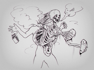 Time to quit. hand drawn illustration ink pen smoking
