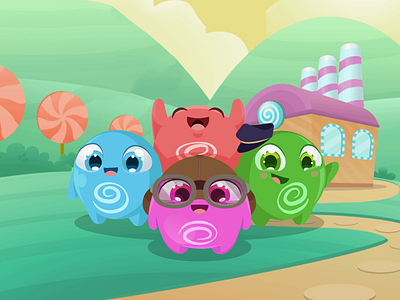 Bubble characters bubble candy character cute digital illustration sweets