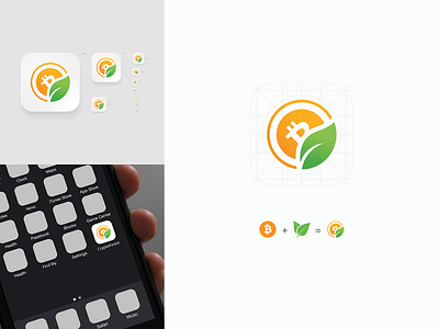 Crypto Forrest app bitcoin crypto cryptocurrency echo friendly graphic design green icon logo logodesign orange sustainable