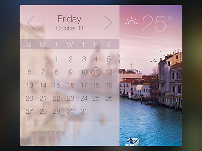 Minimal Calendar Widget blurred calendar experience freebie friday ios7 minimal ui user ux venice widget