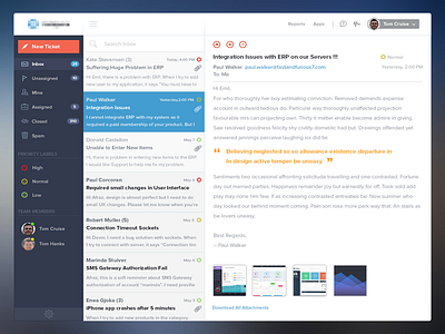 Support Ticketing Application Re-Design app clean email inbox neat redesign support ticketing top notch ui ux