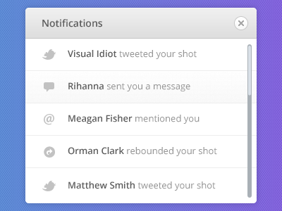 Notifications PSD clean dribbble free neat notifications pixel perfect popup psd