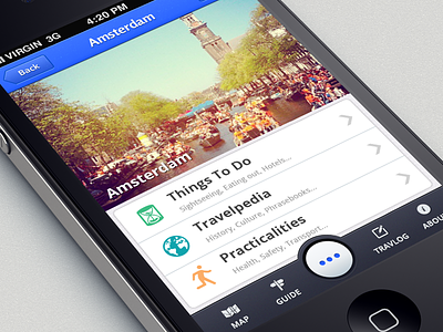 Travel App: iPhone amsterdam app guide ios iphone map practicalities tab bar travel travelpedia