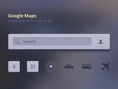 Google Maps - iOS 2x app blurry background freebie google ios location maps pin psd retina search ui