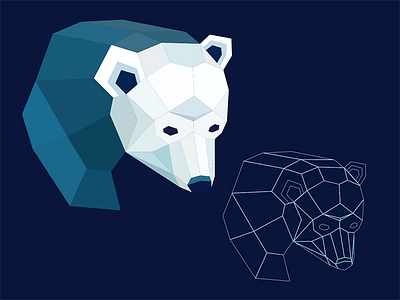 Bear 几何 动物 图标 晶格化 熊 线稿
