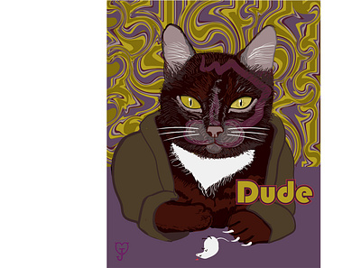 Dude cat portrait cintiq illustration
