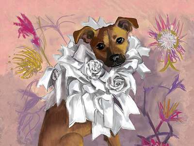 Oliie cintiq digital illustration dog portrait photoshop wedding