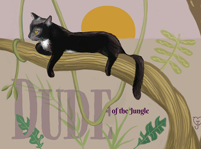 Dude of the jungle cat illustration cat portait cintiq illustrator