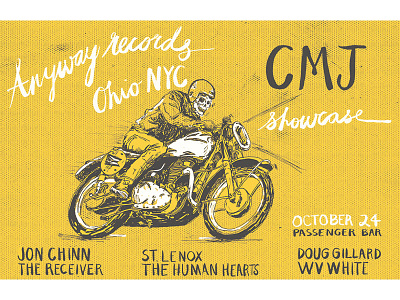 Anyway Records/Ohio NYC CMJ Poster hand lettering illustration lettering nicholas nocera poster texture