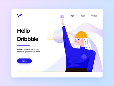 Hello Dribbble design first shot flat hello dribbble illustration web