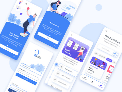 A skill sharing app concept UI blue e learning flat ui minimal modern online course purple skill skillshare ui ui ux uidesign ux