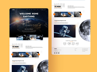 NASA website concept design dribbble earth explore flat-design minimal moon nasa navigation recreate shot space