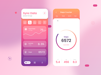 Smart health monitoring app concept ui design dribbble flat design glassmorphism health health app minimal monitor shot steps counter ui