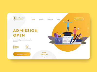 University admission landing page branding concept ui dribbble explore flat design illustration logo minimal ui ux vector