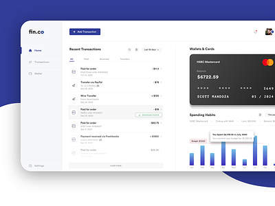 Wallet Dashboard dashboard design finance app website