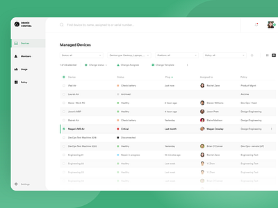 Concept design for remote device management dashboard enterprise ux filters remote control